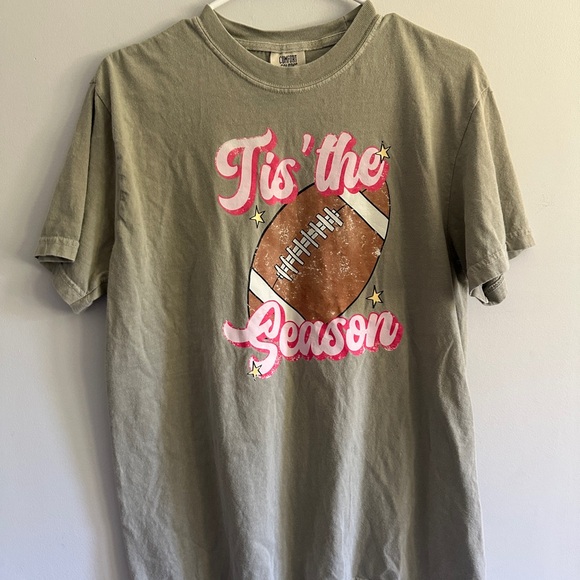 Comfort Colors Football Graphic Tee Gray T-shirt Womens Medium - Picture 3 of 4